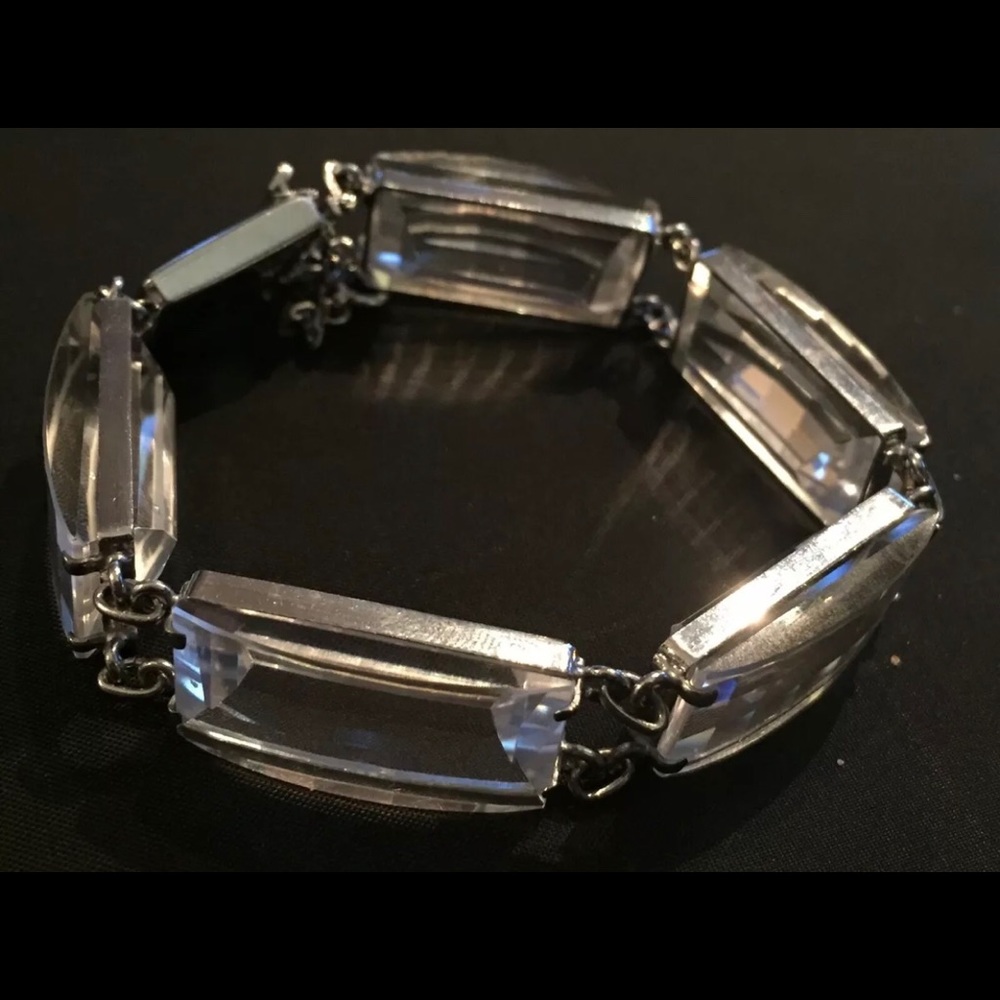 Vintage SS Rock Crystal Quartz Bracelet 7”